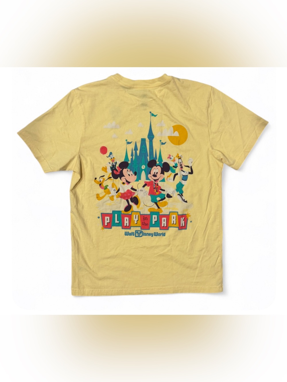 Disney Yellow Play in the Park Mickey & Friends Graphic Embroidered Tee
